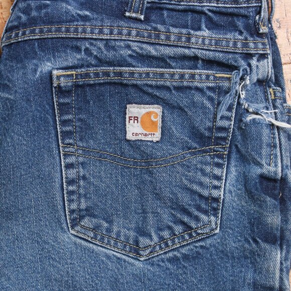 Carhartt FR Denim Jeans Mens 36x32 Blue Distressed Fire Resistant - Picture 7 of 11